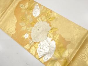 アンティーク　金彩　牡丹模様刺繍袋帯（材料）